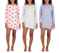 Real Essentials Womens Long Sleeve Nightshirt Nightdress Nightie Night Shirt Nighty Nightwear Nightgown Sleep Lounge Dress Pajama Pijama Pyjama House Ladies - Set 6, XL