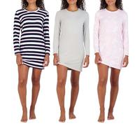 Real Essentials Womens Long Sleeve Nightshirt Nightdress Nightie Night Shirt Nighty Nightwear Nightgown Sleep Lounge Dress Pajama Pijama Pyjama House Ladies - Set 3, XL