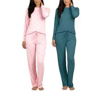 Real Essentials Women's Pyjama Set, Long Sleeve Set F, XL