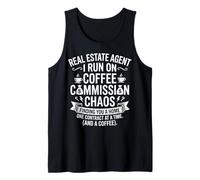 Real Estate Agent Coffee Commission Chaos Typography Design Tank Top