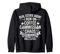 Real Estate Agent Coffee Commission Chaos Typography Design Zip Hoodie
