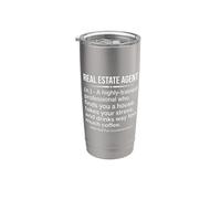 Real Estate Agent Funny Dictionary Definition Typography Stainless Steel Insulated Tumbler