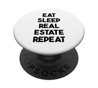 Real Estate Agent Funny - Eat Sleep Real Estate Repeat PopSockets Adhesive PopGrip