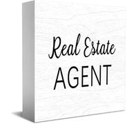 Real Estate Agent New Home Decor Rustic Gift Ideas Wood Sign Desk Shelf Farmhouse Room Decorations 5 × 5 Inch