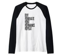 Real Estate Investing Buy Hold Rental Property Investor Raglan Baseball Tee