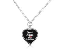 Real Estate Is My Hustle Custom Urn Necklace for Ashes Heart Keepsake Pendant Jewelry Memorial Cremation