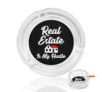 Real Estate Is My Hustle Glass Ashtrays for Cigarettes Ash Tray Ashtray Home Office Indoor Outdoor Decoration