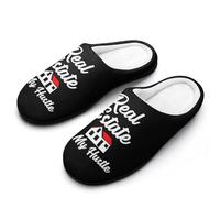 Real Estate Is My Hustle Men's House Slippers Indoor Outdoor Slip On Shoes with Rubber Sole 7-8（40-41）