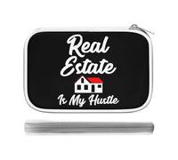 Real Estate is My Hustle Pencil Case Holder Pouch Stationery Pen Bag PU Leather Organizer