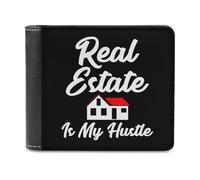 Real Estate is My Hustle Slim Bifold Wallet Minimalist Wallets Pouch with Card Slots for Men Women