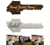 Real Estate Sold Sign | Extra Large Key Shaped | Double Sided | Real Estate Photo Props for Agents and New Home Owner | Closing Gifts for Buyers & Realtor Agent Gift (HomeSweetHome/Sold)