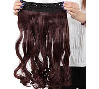 Real Fashion 17-26 inches Straight Curly Clip in Hair Extensions 3/4 Full Head Instant One Piece Full Head Hairpiece 17"-Curly, Dark auburn