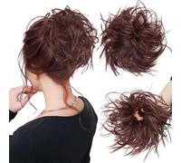 Real Fashion Tousled Updo Hair Pieces Messy Bun Hairscrunchies Extensions Hairpieces Ponytails Hair-Extensions for Women Dark Auburn