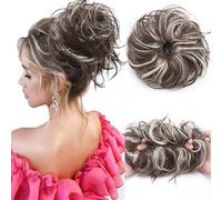 Real Fashion Tousled Updo Pieces Messy Bun-Scrunchies Extensions Hairpieces Ponytails HairExtensions for Women Ash Blonde