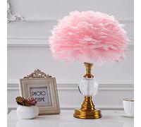 Real Feather Light Feather Bedside Lamp Modern Feather Table Light Desk Lamp Shade for Living Room Bedroom Bar Restaurant Hotel Decoration