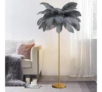 Real Feather Light Feather Floor Lamp, Nordic Elegant Feather Standing Lamp, Floor Lights with Natural Real Feather Light Shades, Modern Ostrich Real Feather Lights Decoration Lighting for Living (Gr