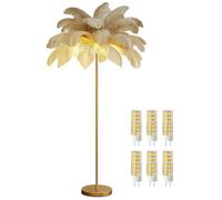 Real Feather Light Ostrich Feather Floor Lamp for Living Room Sofa Bedside Standing Lamp Reading Lamp Elegant Romantic
