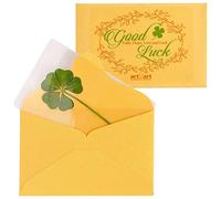 Real Five Leaf Clover Lucky Charm Party Favor Gift Saint Patrick's Day Handmade Greeting Card