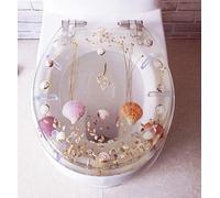 Real Flowers, Seashells & Sands Resin Toilet Seat Cover - Heavy Duty with Soft Close, 3D Effects - Top Fix Fittings, U/V/O Type Compatible - Enhance Bathroom Decor