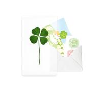 Real Four-Leaf Clover Bookmark, Elegant Four-Leaf Clover Bookmark, Smartphone, Wallet Coated Gift Thank You Card Four-Leaf Clover Gift (Cute Character Card)