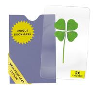 Real Four Leaf Clover Card Good Luck Charm - Perfect as Unique Bookmark - Laminated Pressed 4 Leaf Clover Symbolizing Hope, Faith, Love & Luck - Durable, Waterproof Preservation for Long Lasting Luck