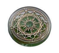 Real Four Leaf Clover Good Luck Pocket Token, Preserved, 3.2 cm, Including Metal Ornament (Magic Circle of The Sun)