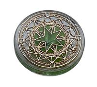 Real Four Leaf Clover Good Luck Pocket Token, Preserved, 3.2 cm, Including Metal Ornament (Magic Circle of The Star)