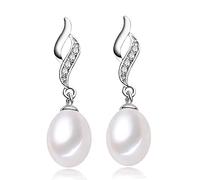 Real Freshwater Pearl Earring 925 Silver Wedding Natural Pearl Earring Drop Women Daughter Birthday Gift White Pink white pearl earring