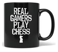 Real Gamers Play Chess - Board Game Geek Distressed Coffee Mug (11 oz, Black) Ceramic mugs, mugs with handle, can heat up,Funny Color Printed Mugs
