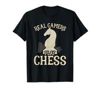 Real Gamers Play Chess Player White Chess Knight Club Lover T-Shirt