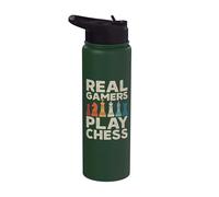 Real Gamers Play Chess Stainless Steel Insulated Water Bottle