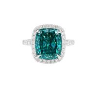 REAL-GEMS 10.10 Ct Cushion Cut Blue Treated Diamond Solitaire Ring Certified 925 Sterling Silver Women Jewelry Statement Ring Bold Design -6