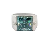 REAL-GEMS 15.80 Ct Princess Cut Blue Treated Diamond Solitaire Ring Certified 925 Sterling Silver Men Jewelry Bold Statement Ring Large Design -7