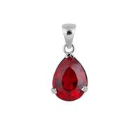 REAL-GEMS 18 Ct Natural Pear Cut Red Ruby Pendant Necklace 925 Sterling Silver Jewelry for Women with Chain