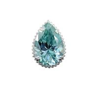 REAL-GEMS 27.20 Ct Pear Cut Blue Treated Diamond Large Solitaire Ring Certified 925 Sterling Silver Women Jewelry Bold Elegant Statement Ring -10