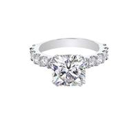 REAL-GEMS 3.50 Ct Cushion Cut Off White Treated Diamond Solitaire Ring Certified 925 Sterling Silver Women Jewelry Elegant Polished Statement Ring -8