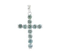 REAL-GEMS 5.50 Ct Certified Round Cut Ice Blue Diamond Cross Pendant Necklace for Women 925 Sterling Silver Charms Jewelry Handmade Without Chain Solitaire Gemstone