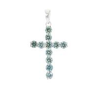 REAL-GEMS 5.50 Ct Certified Round Cut Ice Blue Diamond Cross Pendant Necklace for Women 925 Sterling Silver Handmade Jewelry Without Chain Solitaire Gemstone
