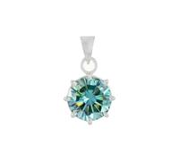 REAL-GEMS 6.50 Ct Natural Blue Diamond Solitaire Pendant Necklace 925 Sterling Silver Handmade Statement Jewelry for Women Without Chain