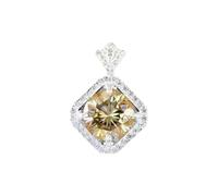 REAL-GEMS 6.50 Ct Natural Champagne Diamond Solitaire Pendant Necklace 925 Sterling Silver Handmade Jewelry for Women Without Chain