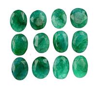 REAL-GEMS Approx 60 Ct / 12 Pcs Natural Oval Cut Colombian Loose Green Emerald Gemstones Lot, S, Gemstone, mix gemstones lot