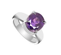 REAL-GEMS Cushion Cut Natural Violet Amethyst Ring 925 Sterling Silver Women Jewelry Elegant Statement Ring US 8.5