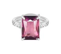 REAL-GEMS Emerald Cut Natural Violet Amethyst Ring 925 Sterling Silver Women Jewelry Elegant Statement Ring US 5