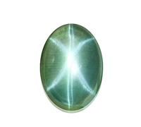 REAL-GEMS for Earring 6 Rays 4.5 Ct Natural Green Star Sapphire Stone 1 Pc 10 mm Unique Green Star Gemstone Cabochon for Collection