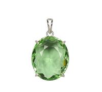 REAL-GEMS Lab Created Light Green Amethyst 98 Ct Oval Shape 925 Silver Pendant for Beach