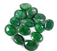 REAL-GEMS Natural Oval Cut Colombian Loose Green Emerald Beads Approx 60 Ct / 12 Pcs Gemstones Lot…
