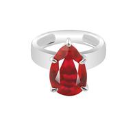 REAL-GEMS Natural Red Ruby Pear Cut 925 Sterling Silver Ring Fine Gemstone Jewelry for Women and Men -11
