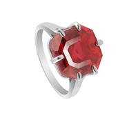 REAL-GEMS Natural Red Ruby Square Cut 925 Sterling Silver Ring Fine Gemstone Jewelry for Women and Men -10