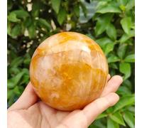 Real Gemstone Sphere Yellow Gum Flower Crystal Ball Quartz Stone for Divination Feng Shui Home Office Decoration Balancing,65~70mm