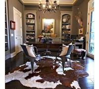 REAL/GENUINE COWHIDE LEATHER RUGS TRICOLOR COW FUR HIDE SKIN CARPET AREA (BLACK & WHITE, LARGE [20-24 SQFT])